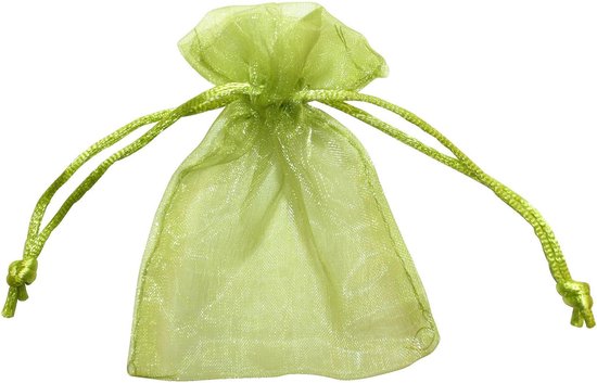 Organza zakje 7,5 x 10cm appelgroen (10 stuks)