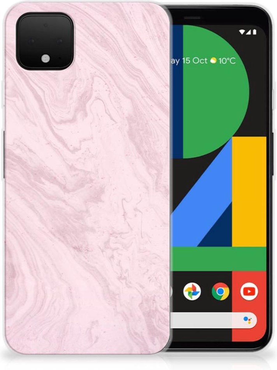 Google Pixel 4 XL TPU Siliconen Hoesje Marble Pink - Origineel Cadeau Vriendin