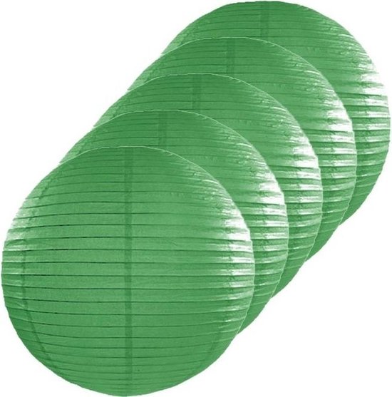 5x Lanternes boule de luxe vert foncé 25 cm