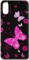 ADEL Siliconen Back Cover Softcase Hoesje Geschikt voor Samsung Galaxy A70(s) - Vlinder Roze