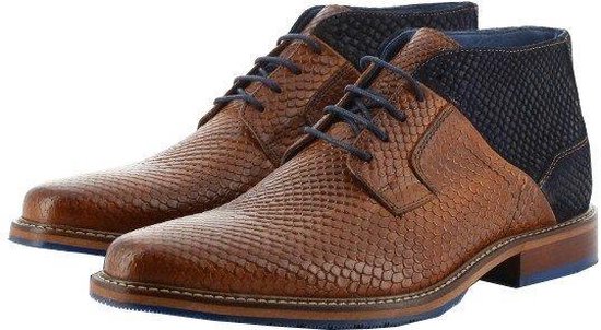 half hoge veterschoenen heren cognac/navy, maat 45 | bol.com