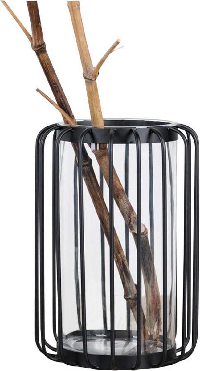 Rasteli Kaarsenhouder-Windlicht Tige noir Metaal Zwart D 28 cm H 40 cm