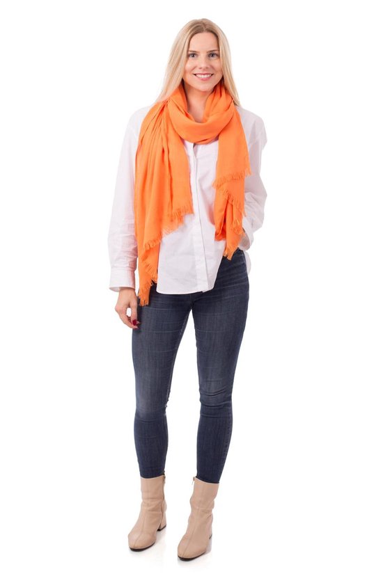 Amantes Sjaal omslagdoek Dames oranje effen 70x195cm