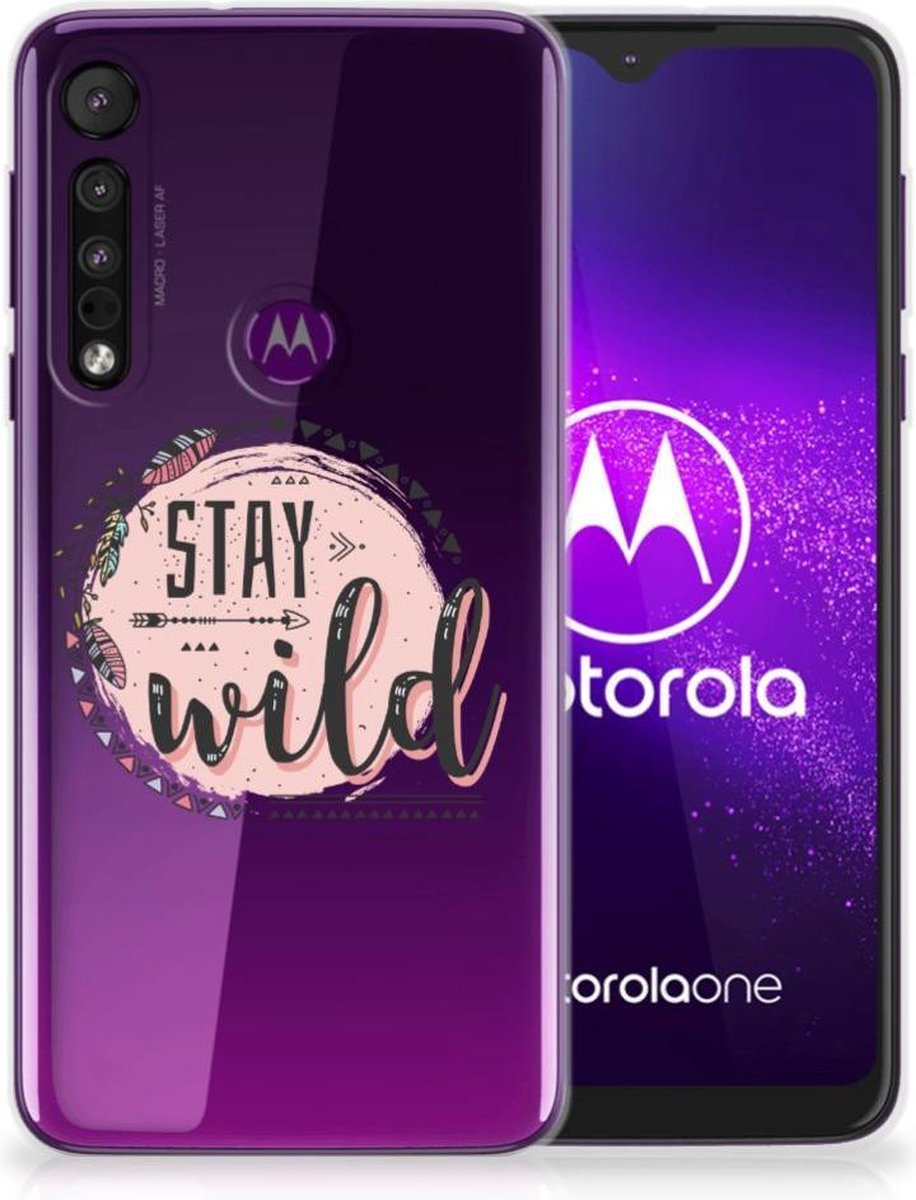 Motorola One Macro Telefoonhoesje met Naam Boho Stay Wild