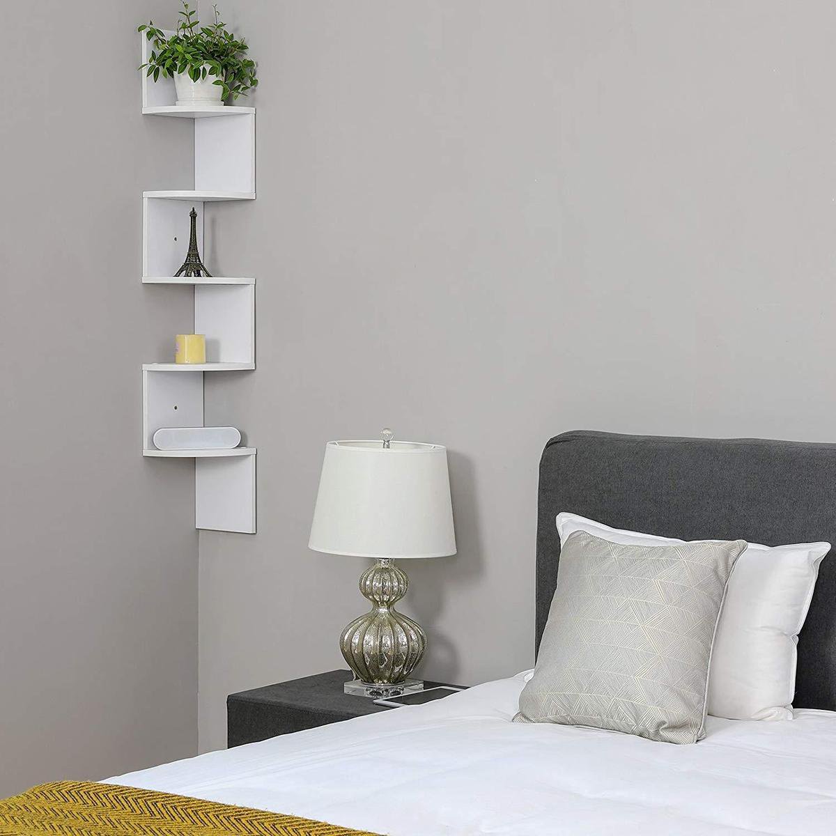 Furinno Luder 5-Tier Omkeerbare Kleur Open Plank Boekenkast, Wit/Lichtblauw