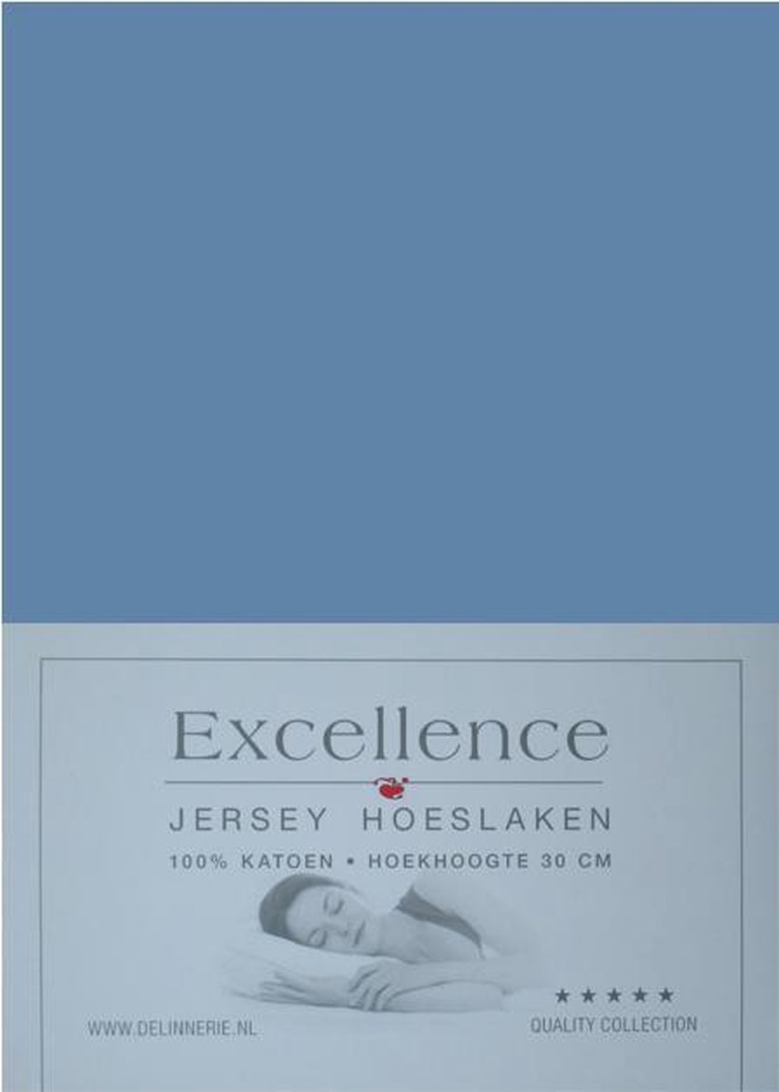 Excellence Jersey Hoeslaken - Litsjumeaux - 180x200/210 cm - Blue