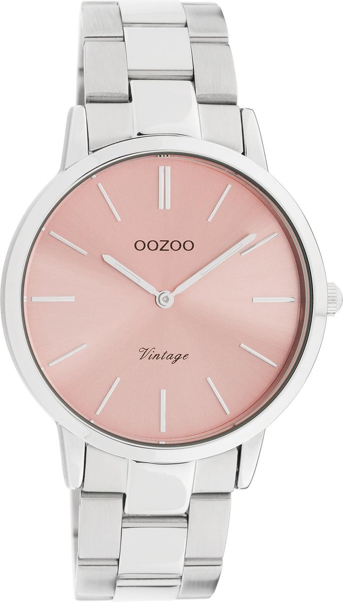 OOZOO Vintage series - zilverkleurige horloge met zilverkleurige roestvrijstalen armband - C20028 - Ø38
