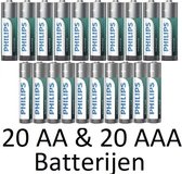 20 AA & 20 AAA (Verpakt Per 10) Philips industrial Alkaline Batterijen