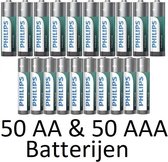 50 AA & 50 AAA (Verpakt Per 10) Philips industrial Alkaline Batterijen