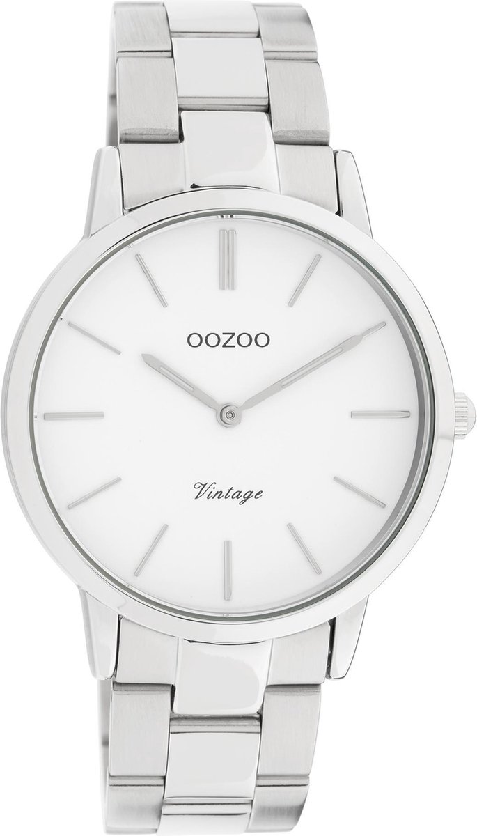 OOZOO Vintage series - zilverkleurige horloge met zilverkleurige roestvrijstalen armband - C20026 - Ø38
