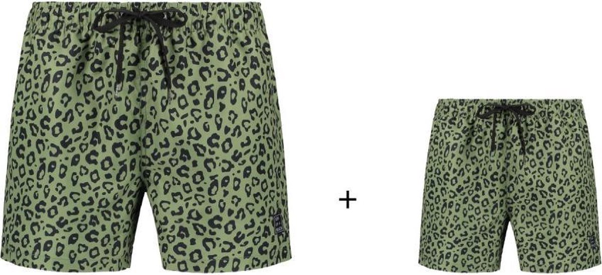 Son of a Beach panterprint zwembroek vader en zoon - groen - maat L + leeftijd 4 jaar op Prijzenvolger.com