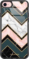 iPhone 8/7 hoesje glass - Marmer triangles | Apple iPhone 8 case | Hardcase backcover zwart
