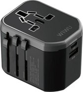 WIWU - Universele wereldstekker met USB - EU / UK / USA / AUS stekker - Zwart