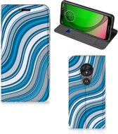 Motorola Moto G7 Play Hoesje met Magneet Waves Blue