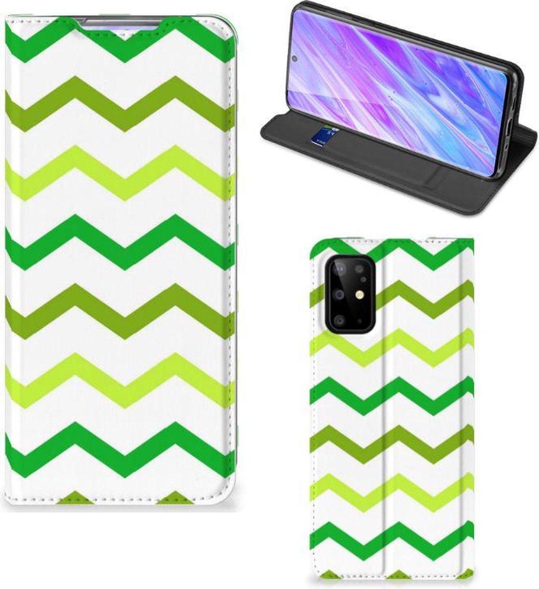 Book Case voor Samsung Galaxy S20 Plus Hoesje met Magneet Zigzag Groen