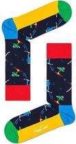 Happy Socks Ski Sok | Maat 36-40 | Donkerblauw met multi multicolor | SKI01-6500 | voor de echte skiër