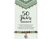 Armband -50 jaar - klaver - Jade - op cadeaukaart