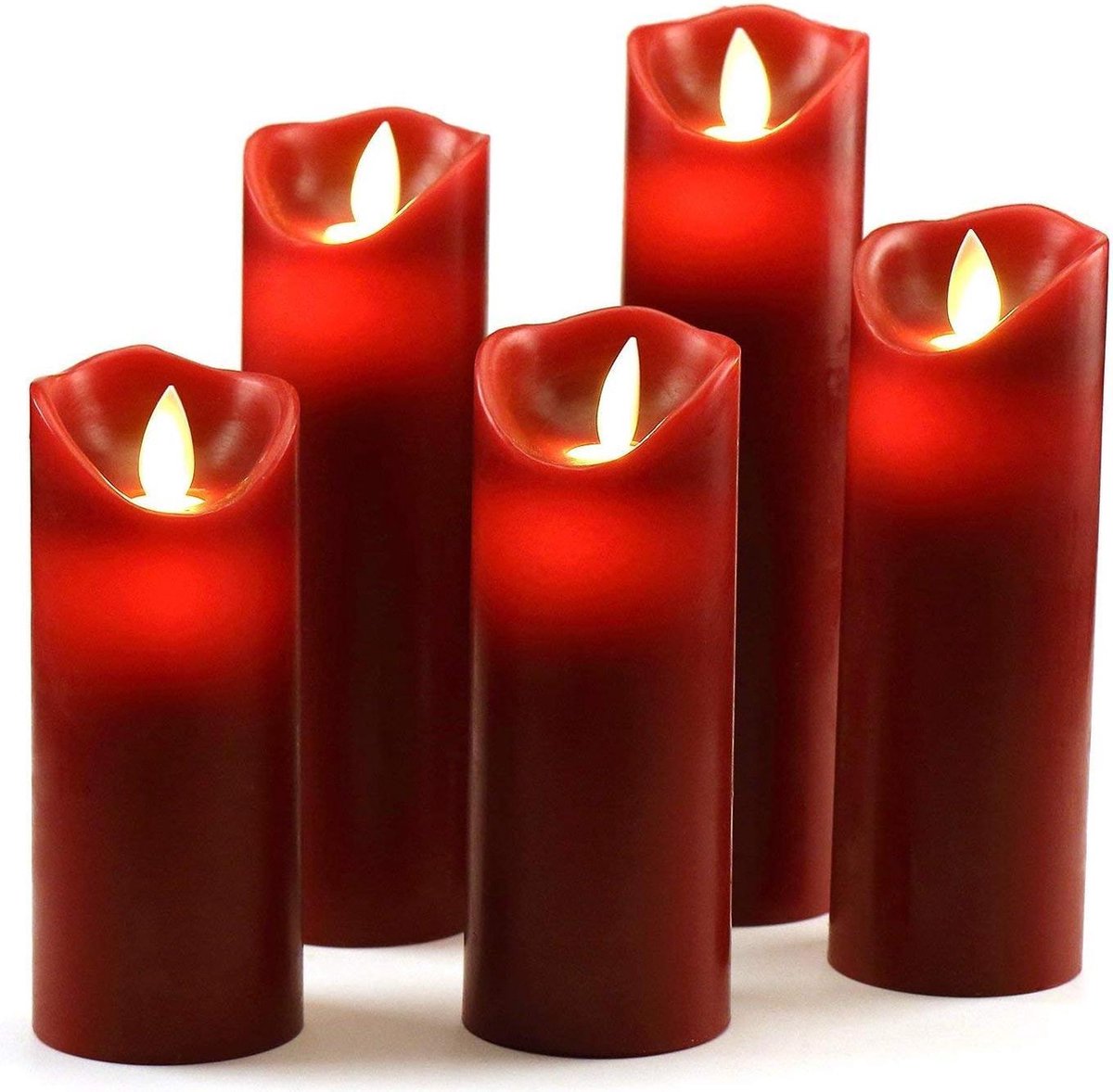 Lot de 3 bougies électriques rouges sans flamme, lampe de cire