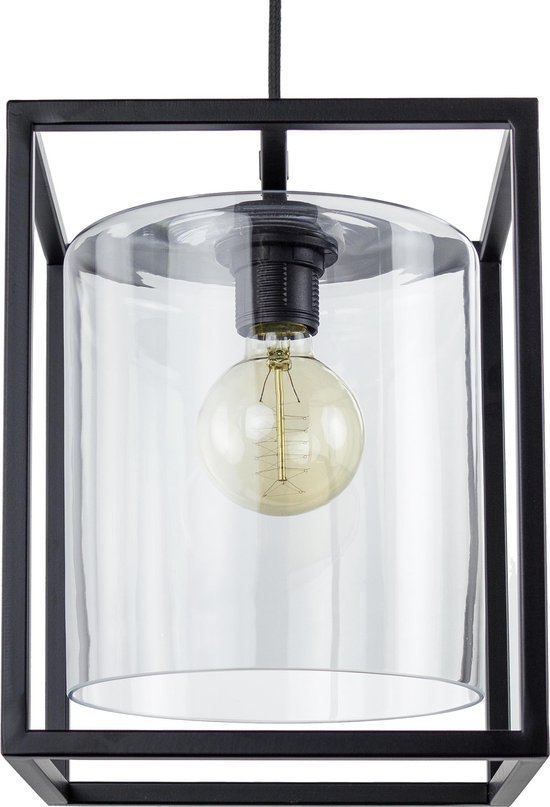 Straluma "Lantern" Hanglamp - 1 x E27 - Metaal & Glas - Zwart- Modern |  bol.com