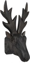 J-Line dierenkop rendier mangohout grijs 40 x 28 x 21