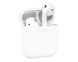 Hoesje - Geschikt voor Apple Airpods 2 - Siliconen Hoes met Clip - Silicone Case Cover - Wit