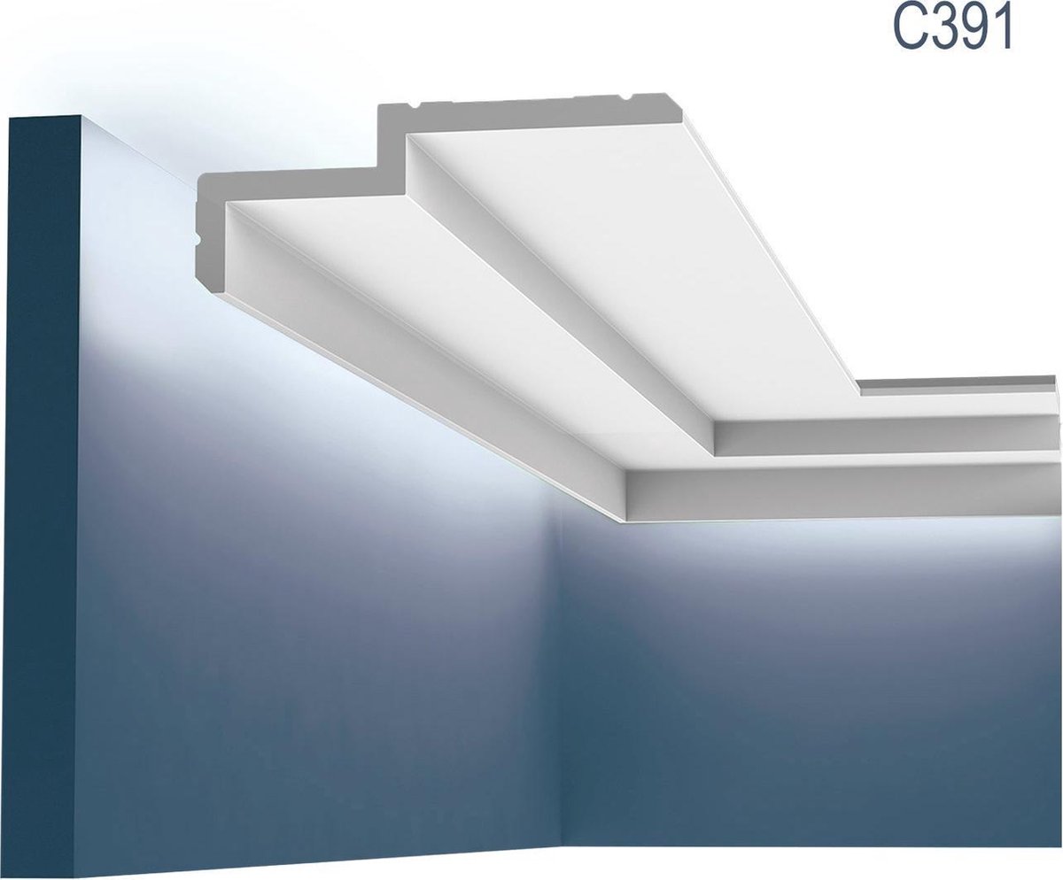 Kroonlijst Orac Decor C391 MODERN STEPS Indirecte verlichting Sierlijst modern design wit 2m