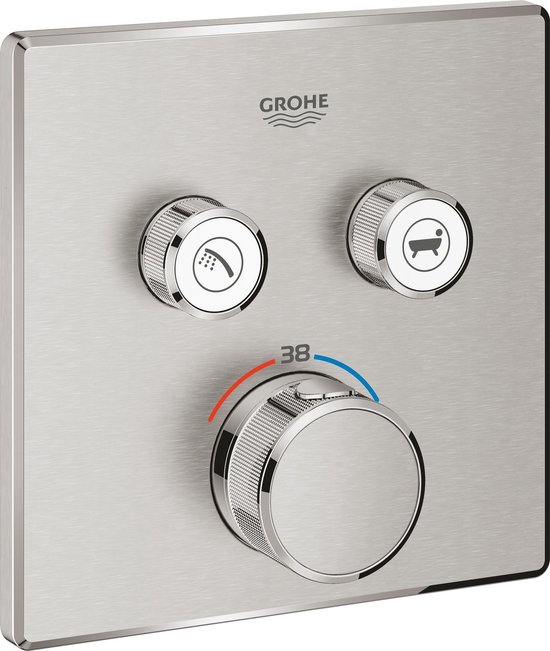 Foto: Grohtherm smartcontrol douchethermostaat opbouwdeel roestvrijstalen look 29124dc0