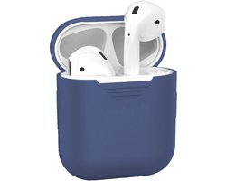 Hoesje - Geschikt voor Apple Airpods 2 - Siliconen Hoes met Clip - Silicone Case Cover - Blauwgrijs