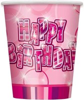 Happy Birthday bekertjes roze - Feestdecoratievoorwerp