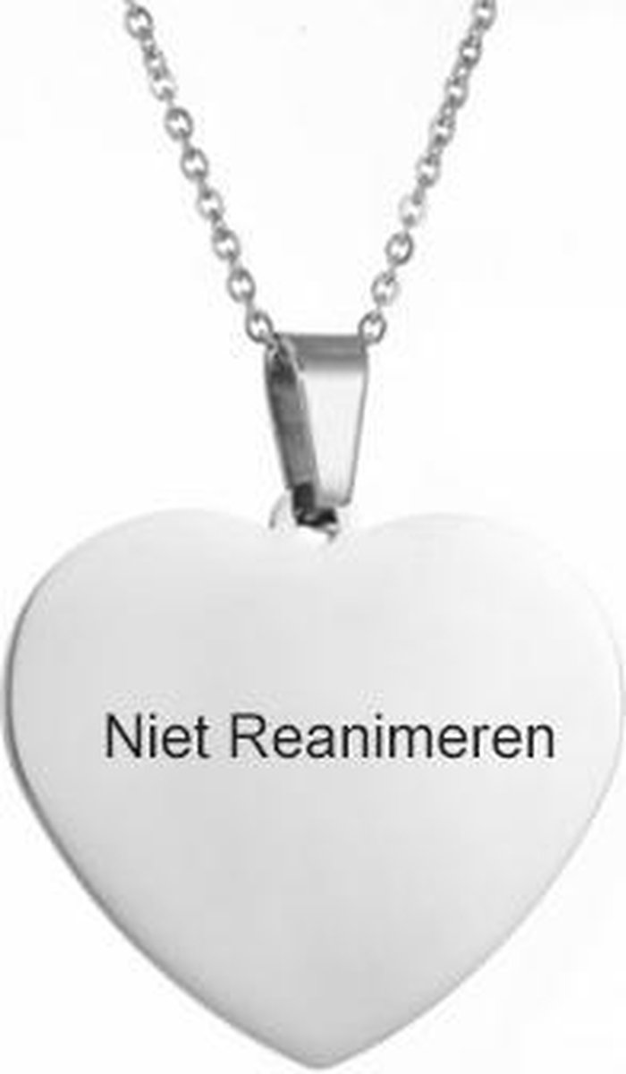Gegraveerde Niet Reanimeren Ketting - Do Not Resuscitate - Gegraveerd - Hart - Hartje - Roestvrij St