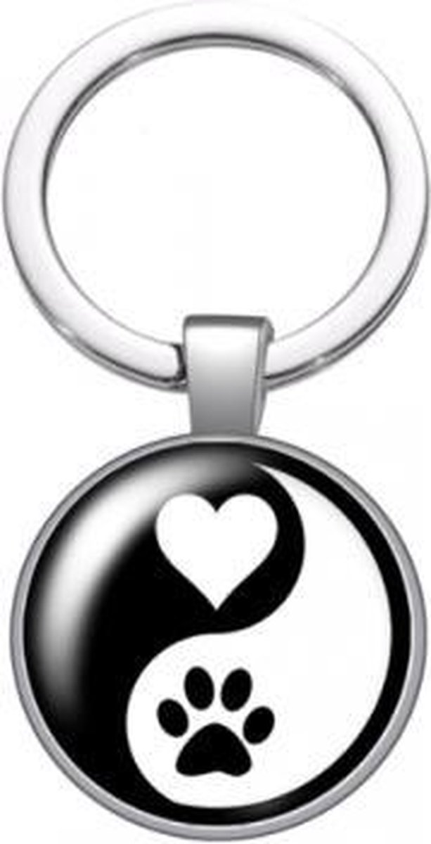 Akyol - Yin Yang Sleutelhanger - Hondenpoot Sleutelhanger - Hond sleutelhanger - Sleutelhanger hond - Dieren - Huisdier cadeau - Honden - Dogs keychain - Hondenaccessoires - Hondenspeelgoed