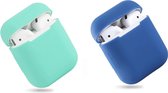 Bescherm Hoesje Cover SET 2 STUKS voor Apple AirPods Case - Mint groen en Donker blauw