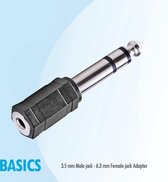 Basics audio adapter hoofdtelefoon 6,3 mm Male jack - 3,5mm female jack