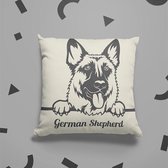 Sierkussen - German Shephard A - Wit - 45 Cm X 45 Cm