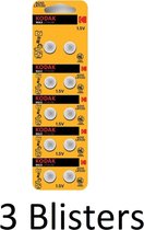 30 Stuks (3 Blisters a 10 st) Kodak Max Lithium G10 knoopcel batterij