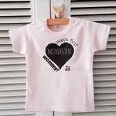Baby shirtje meisje tekst mama eerste moederdag cadeau van papa | Happy first mother’s Day mommy | korte mouw T-Shirt | roze | maat 68 | liefste leukste kleding babykleding