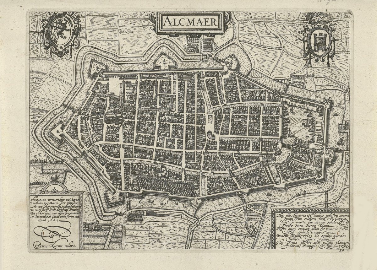 Esque Poster Historische Oude Kaart Alkmaar - Stadsplattegrond - 1612 - 50x70 cm - Plattegrond Losse Poster