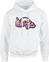 Hoodie sweater | Unicorn | wit | Maat Large