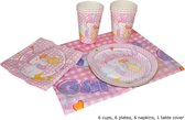 set de table - assiettes / tasses / serviettes / nappe - It's a girl - 19 pièces