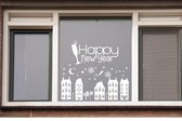 Raam sticker vuurwerk/ Happy new year - Oud en Nieuw decoratie - Oud en nieuw raam sticker - Vuurwerk