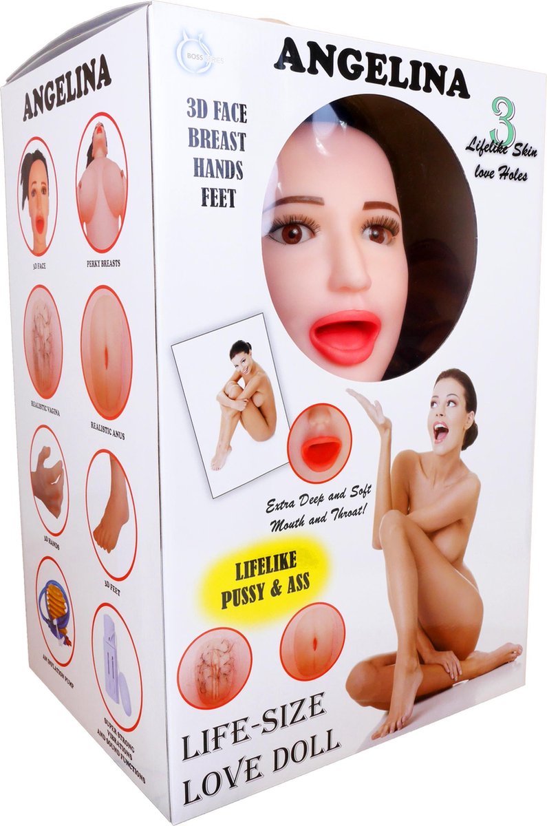 Goedkoopste Bossoftoys - 59-0001 - Angelina - Mega blow up doll - Real face - Echt haar - masturbator extra - 2 ingangen