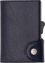 XL Vegetable Tanned Wallet C-secure, ruimte voor 8 tot 12 passen en Briefgeld, Luxe portemonnee met aluminium cardprotector, RFID beveiliging, 100% vegetarisch leer (Donkerblauw)