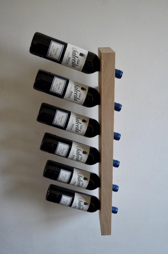Wijnrek, wijnhouder dwars aan muur, Frans eikenhout voor 6 flessen | bol.com