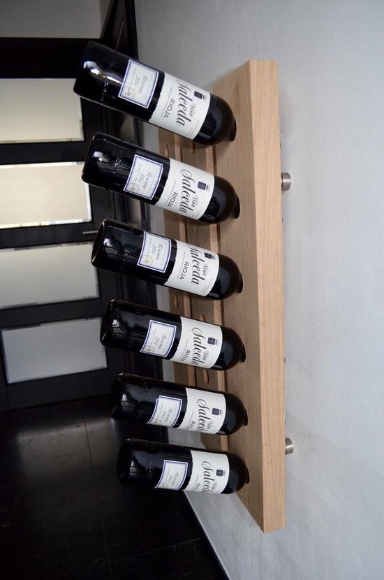 Wijnrek, wijnhouder aan eikenhout voor 6 flessen | bol.com