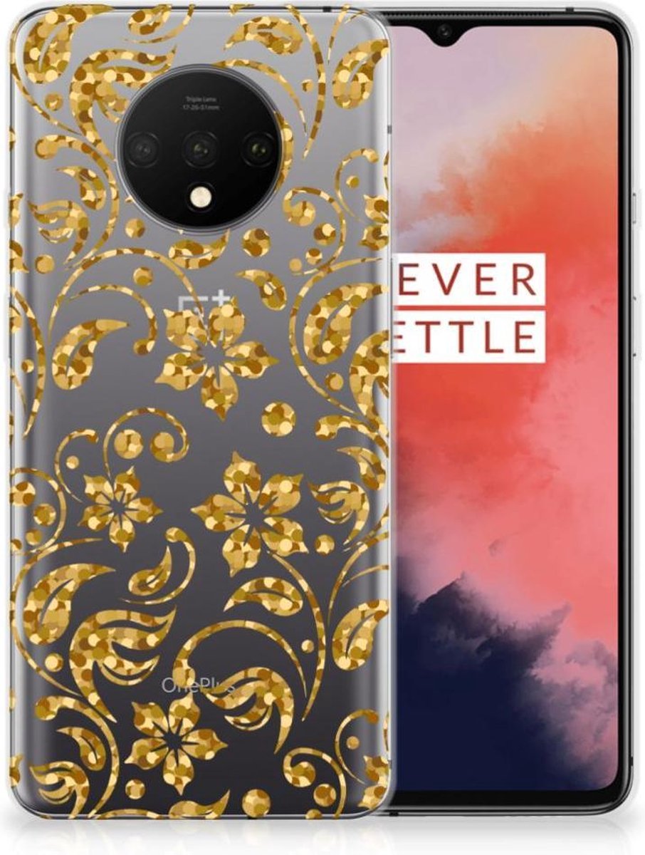 OnePlus 7T TPU Case Gouden Bloemen