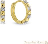 Juwelier Emo - 14 Karaat Geelgouden Oorbellen Dames met Zirkonia stenen - 12,5 mm