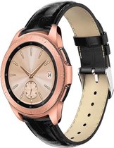 Universeel Smartwatch 20MM Horloge Bandje / Smartwatch Bandje Echt Leer met Krokodil Textuur Zwart