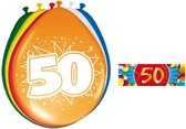 Ballonnen 50 jaar van 30 cm 16 stuks + gratis sticker