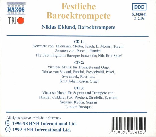 Festliche Barocktrompete, Nils Eklund CD (album) Muziek