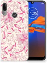 Back Case Motorola Moto E6 Plus TPU Siliconen Hoesje Pink Flowers
